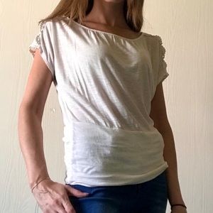 Lace Detailed Ruched Bottom Blouse